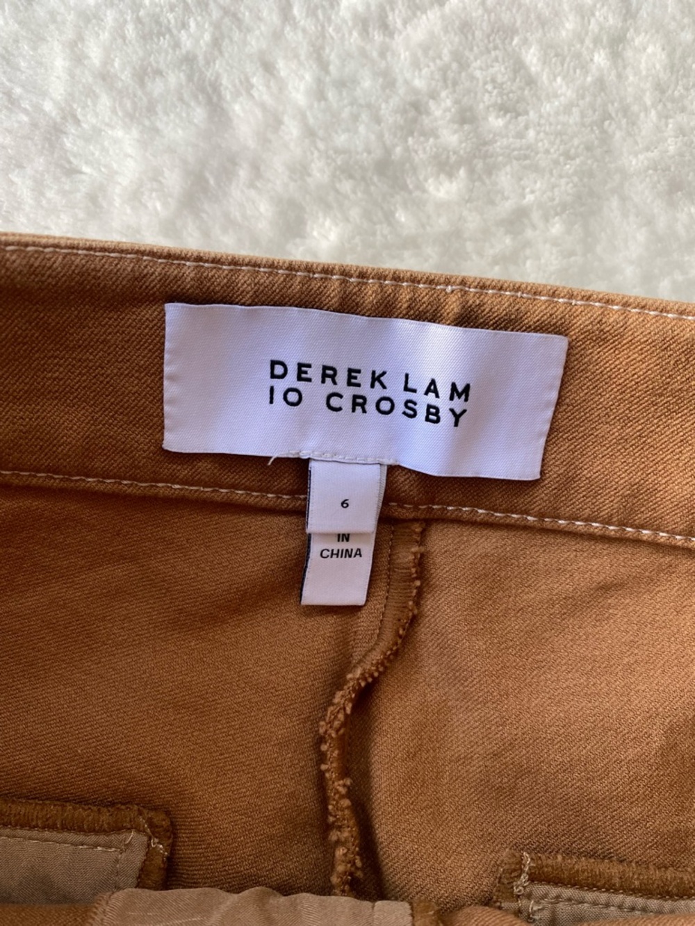 Derek Lam 10 Crosby Camel Flared Trousers Contrast Stitch Size 6 Cotton Cropped - Picture 3 of 14
